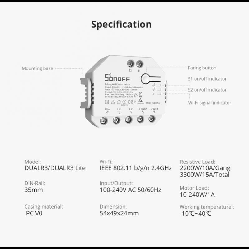 1-8pcs Smart Switch SONOFF DUA - Sonoff recension och pris