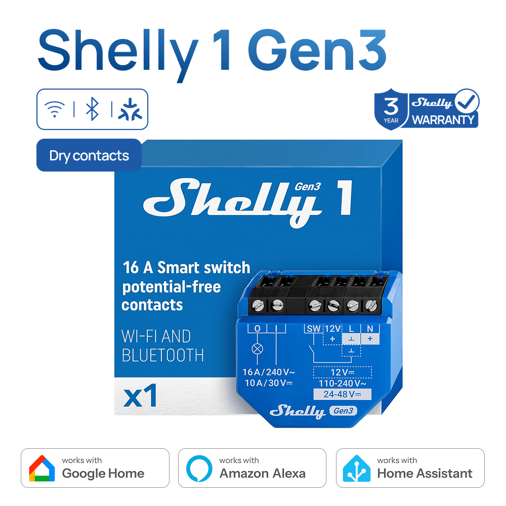 Shelly 1 Gen3 Dry Contact Smar - Shelly Plug recension och pris