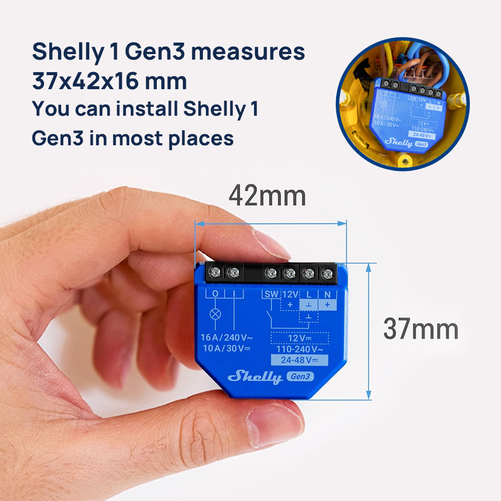 Shelly 1 Gen3 Dry Contact Smar - Shelly Plug recension och pris