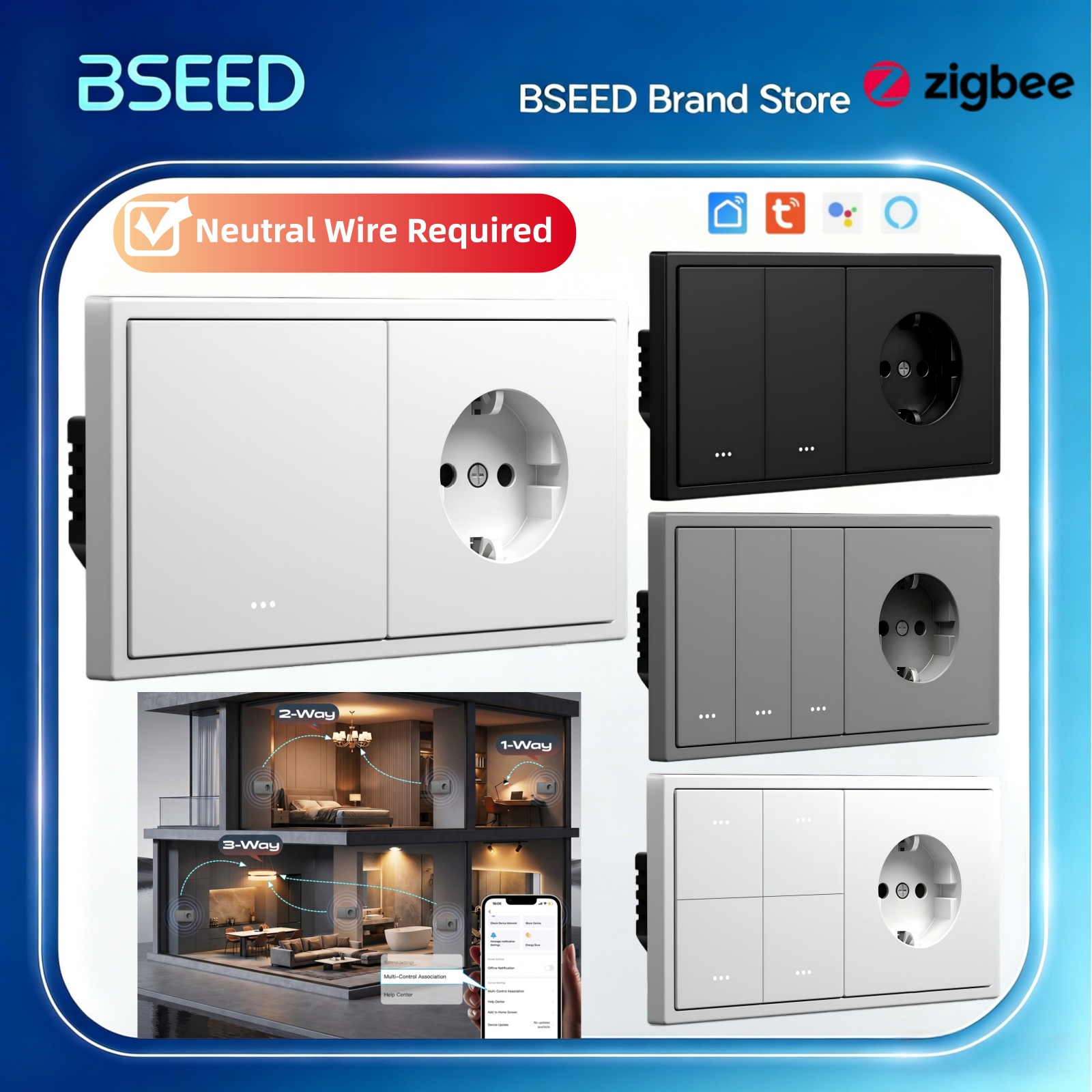 BSEED Zigbee Click Switch 1/2/ - Tuya 4 Channel recension och pris